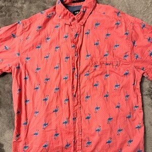 Coral Flamingo Print Casual Shirt
